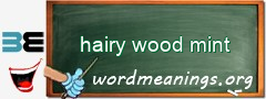 WordMeaning blackboard for hairy wood mint